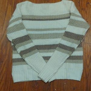 Old Navy straight neck sweater neutral stripes, Ladies small
